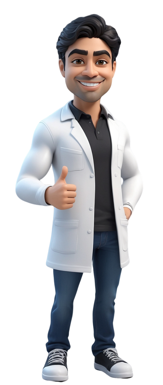 Avatar de Erick com jaleco branco, sorrindo